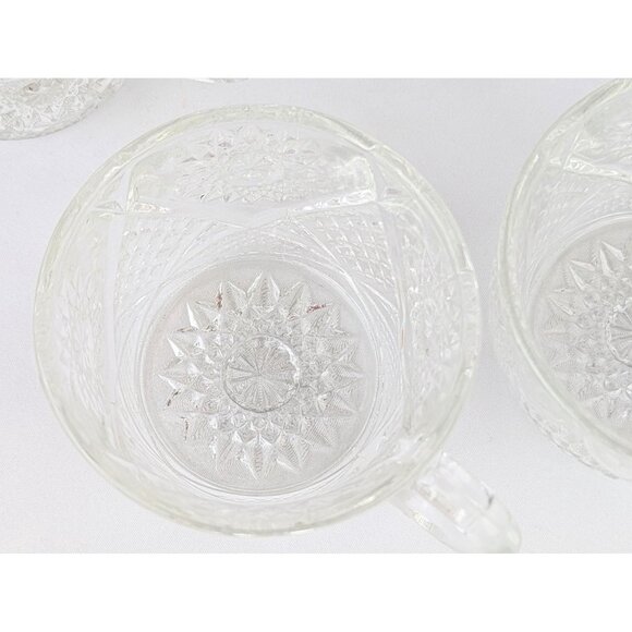 Set of 4 Duncan & Miller EAPG Punch Cups 1890s Clear Glass Star Diamond Pattern - Picture 7 of 9